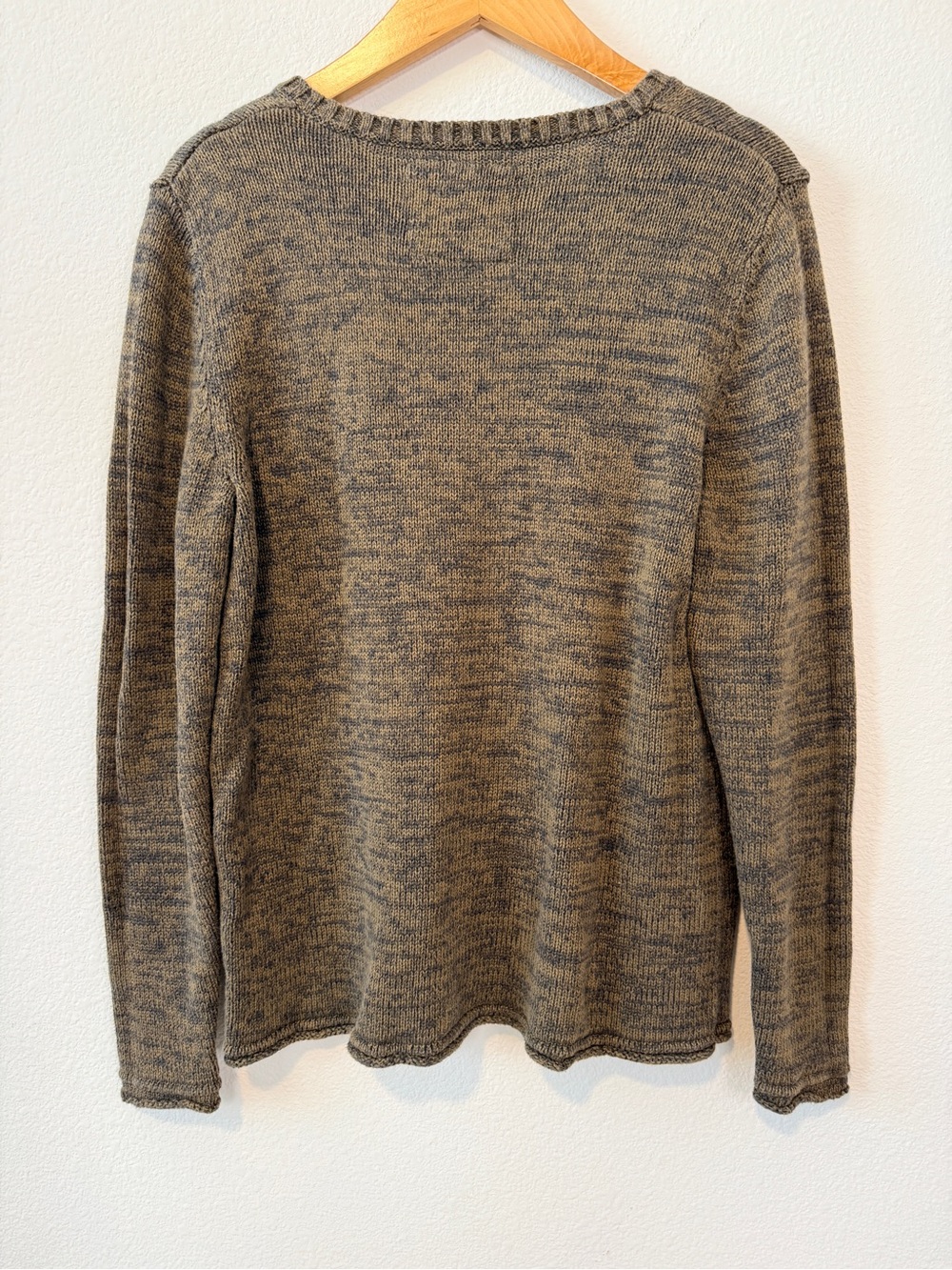 Brown & Gray Marled 100% Cotton Henley Sweater Pullover Boho Cottagecore Cozy - Picture 4 of 11